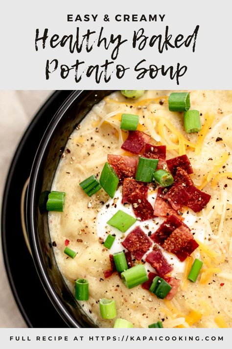 Healthy Baked Potato Soup, Healthy Baked Potato, Easy Baked Potato Soup, Healthy Baked Potatoes, Healthy Potato Soup, Baked Potato Soup Easy, Clean Mind, Easy Baked Potato, Baked Potato Soup Recipe