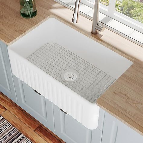 DeerValley Farmhouse Sink, 30 inch White Kitchen Sinks, Single Bowl Fireclay Farmhouse Kitchen Sink, Apron Front Farm Sink Ceramic Drop in Lavabos de Cocina with Accessories - Amazon.com Porcelain Kitchen Sink, White Farmhouse Sink, Fireclay Farmhouse Sink, White Kitchen Sink, Farmhouse Kitchen Sink, Vanity Bedroom, Apron Front Sink, Fireplace Lighting, Farm Kitchen