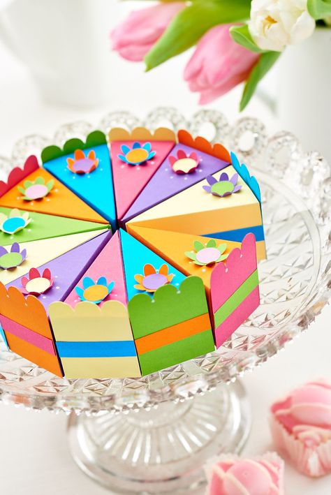 A slice of cake, anyone? Learn how to create this fantastic paper treat in our March issue, out now! Paper Cakes, Paper Cakes Diy, Cake From Paper, Diy Paper Cake Crafts, Cake Of Paper Birthday, Paper Birthday Cake, Paper Cake Craft, Birthday Cake Craft, Paper Cake Box How To Make