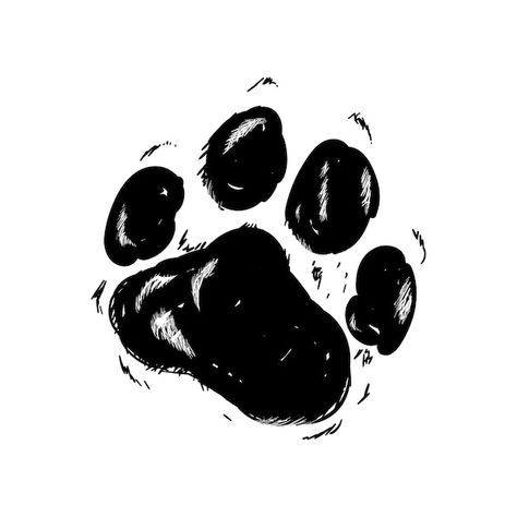 Vector black silhouette of a paw print v... | Premium Vector #Freepik #vector #bear-paw #dog-print #paw #paw-pattern Paw Print Stencil, Paw Sketch, Paw Silhouette, Dog Paw Pattern, Dog Paw Drawing, Dog Collage, Paw Drawing, Dark Grunge Aesthetic, Dog Paw Prints