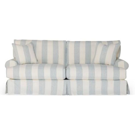 Comfy Slipcovered Sofa, Washable Blue/White Stripe Stripe Couch, Striped Couch, Coastal Sofa, Striped Sofa, Shabby Chic Sofa, Sofa Blue, Pallet Sofa, Rachel Ashwell, Luxury Home Furniture