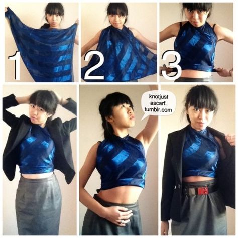 Scarf Tying Tutorial, Wear A Scarf, Head Scarf Tying, Scarf Knots, Scarf Tutorial, Ways To Wear A Scarf, How To Wear A Scarf, Double Knot, Scarf Shirt