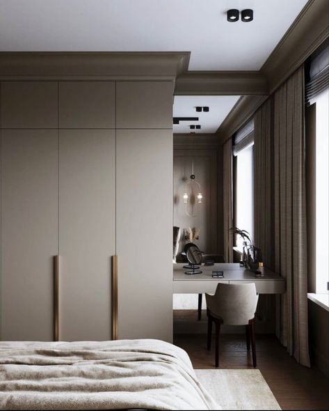 Bedroom Ideas For Small Rooms Closet, Gray Wardrobe Bedroom, Scandanavian Interiors Bedroom, Built In Bedroom, Modern Elegant Bedroom, Ideas Armario, Small Bedroom Interior, Luxury Closets Design, Wardrobe Design Bedroom