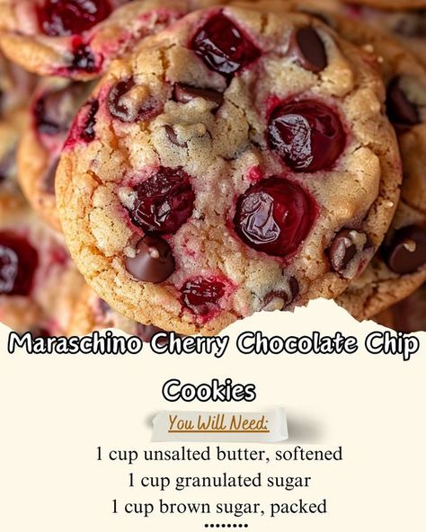 Mom's Favorite Recipes Pioneer Woman Chocolate Chip Cookies, Cherry Chocolate Chip Cookies, Ultimate Cookie Recipe, Cherry Cookies Recipes, Chocolate Cherry Cookies, Cherry Cookies, Maraschino Cherries, Chocolate Sugar Cookies, Cherry Chocolate