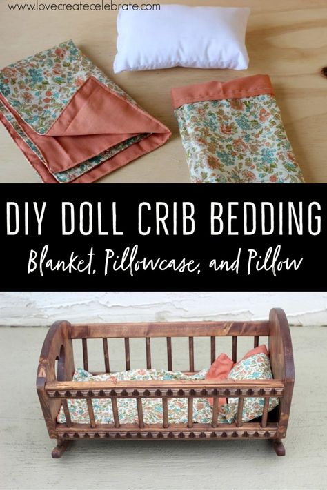 Diy Doll Blanket, Diy Baby Doll Accessories, Diy Doll Crib, Diy Baby Doll Bed, Diy Baby Doll Crib, Collage With Text, Diy Dolls Pram, Doll Furniture Plans, Diy Doll Bedding