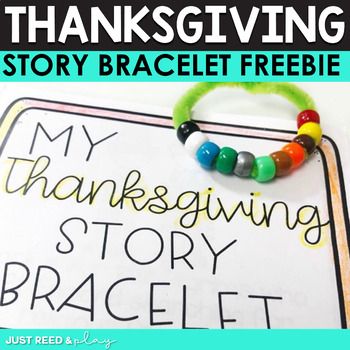 Grab some pony beads and pipe cleaners and let your students make a Thanksgiving Story Bracelet with this FREE printable booklet!Included in this packet is a 12 page mini book for students to make. Simply have them add the appropriate colored bead mentioned on each page of the booklet to a pipe cle... Thanksgiving Bracelet Story, Thanksgiving Classroom Treats, Thanksgiving Story Bracelet, Kindergarten History, Thanksgiving Bracelet, Substitute Ideas, Thanksgiving Story, Teaching Thanksgiving, Thanksgiving Stories