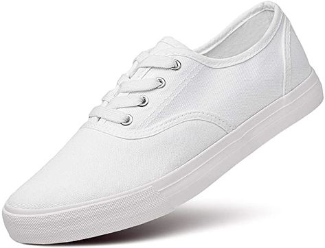 Amazon.com | ZGR Women's Canvas White Shoes Classic Fashion Low Cut Loafer Sneakers(White;us8) | Shoes White Fashion Sneakers, White Casual Shoes, Casual Summer Wear, Canvas Loafers, Gold Sneakers, Women's Slip On Shoes, Shoes Classic, Walking Sneakers, Loafer Sneakers