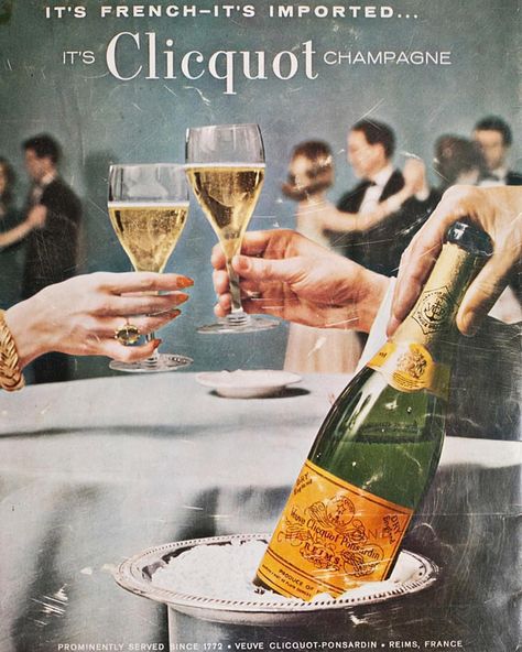 1,560 Likes, 19 Comments - ALEXANDRA (@hrhcollection) on Instagram: “1960 #veuveclicquot ad 🍾🥂✨” Veuve Cliquot, Veuve Clicquot Champagne, Pop Fizz Clink, Champagne Taste, Vintage Champagne, Vintage Poster Art, Champagne Bottle, Cocktail Hour, Vintage Ads