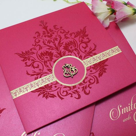 Wedding Card Indian, Magenta Colour, Indian Invitation Cards, Indian Invitations, Hindu Wedding Invitation Cards, Shadi Card, Wedding Card Design Indian, Marriage Invitation Card, Indian Wedding Invitation Card Design