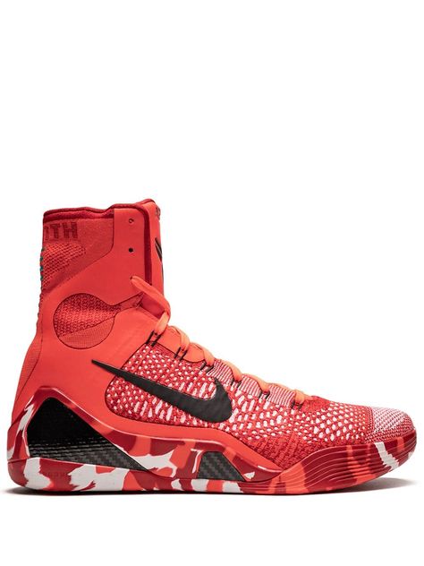 NIKE NIKE KOBE 9 ELITE SNEAKERS - RED. #nike #shoes Christmas Sneakers, Hoop Shoes, Nike Inspiration, Red Basketball Shoes, Kobe 9, Kobe Shoes, Air Shoes, Adidas Crazy, Mens Gear