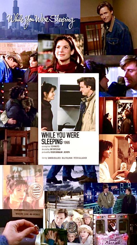 While You Were Sleeping 1995 Quotes, While You Were Sleeping Movie, While You Were Sleeping Aesthetic, 90s Rom Coms, Romcom Movies, Movie Collage, I Love Cinema, While You Were Sleeping, Movie Buff