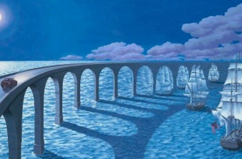 As you scroll, make sure that you study each image closely—you'll be amazed by how many themes the artist was able to incorporate into each one of his pieces. Robert Gonsalves, Rob Gonsalves, Optical Illusion Paintings, Illusion Kunst, Illusion Paintings, Canadian Painters, Art Optical, Mc Escher, Colossal Art