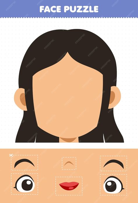 Premium Vector | Education game for children face puzzle cut and glue cut parts of cute cartoon girl character Parts Of The Face Activities For Kids, Cut And Glue Activities For Kids, Cartoon Boy Character, Face Puzzle, Summer Science Activities, Toddler Fine Motor Activities, Body Parts For Kids, Body Parts Preschool, Teaching Crafts