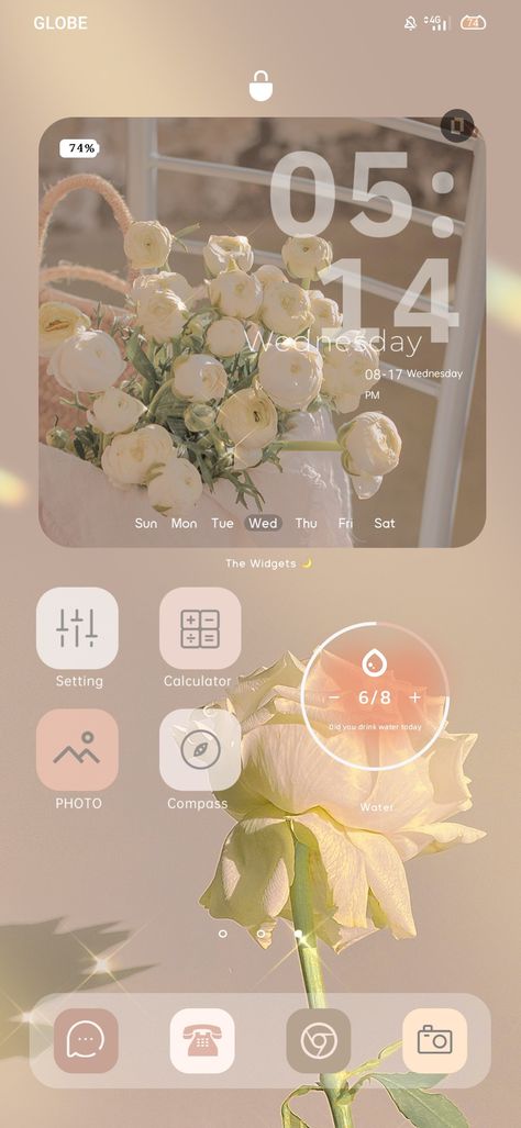 Beige Theme Lockscreen / Homescreen Idea for Android Phone Themes Beige, Phone Theme Ideas Simple, Lockscreen Ideas Android, Ios14 Homescreen Ideas Aesthetic, Aesthetic Themes For Android, Aesthetic Android Homescreen, Phone Themes Aesthetic, Samsung Homescreen Layout Ideas, Android Customization