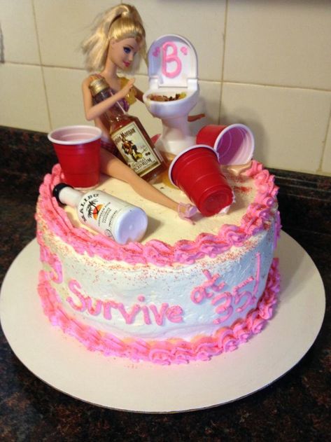 Clever and Funny Birthday Cakes - Gallery Crazy Birthday Cakes, Drunk Barbie Cake, Cake Funny, Whiskey Cake, 21st Cake, Birthday Cake Pictures, 21st Birthday Cakes, Adult Birthday Cakes, Funny Birthday Cakes