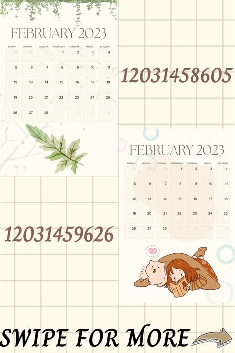 HAPPY NEW YEAR! thank you so much for supporting me throughout the past few months!^__^ to start the year with my very first post for 2023, 2023 CALENDAR DECALS! I suggest using the poster painting (: suits calendars really well! #bloxburg #bloxburgdecals #decals #roblox #robloxdecals #bloxburgcalendar #bloxburgcalendars #bloxburg2023 September Calendar Decals Bloxburg, Bloxburg Inspirational Decals, Bloxburg Bulletin Board Codes, Bloxburg Mailbox Decals, Roblox Decal Codes Calendar, Berry Avenue Codes Pictures Tv, Roblox Calender Decals, Bloxburg Calendar Decals 2023, Roblox Image Id Codes Aesthetic