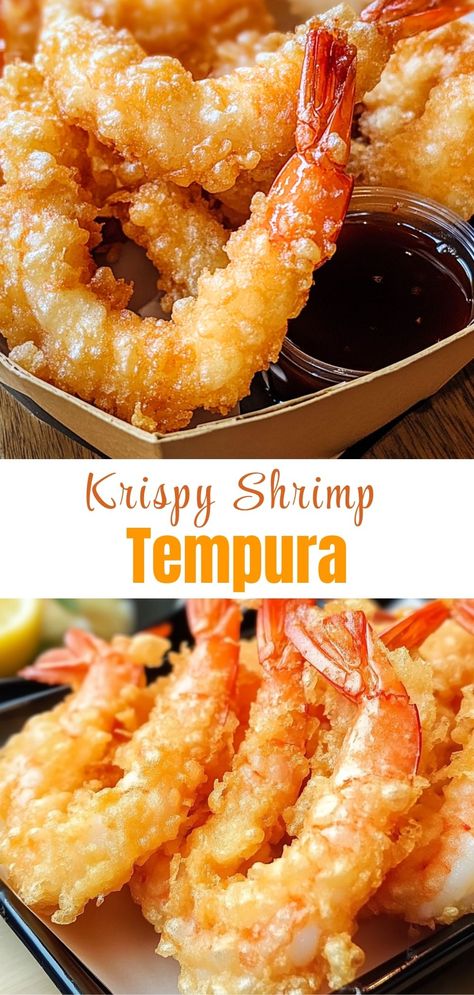 Easy Dinner Recipes Your Family will Love:   Crispy Shrimp Tempura Tempura Flour Recipe, Asian Fried Shrimp Recipes, Crispy Fried Shrimp Recipes, Tempura Shrimp Recipe, Fry Shrimp Recipes, Crispy Shrimp Recipes, Fried Shrimp Batter Recipes, Tiger Shrimp Recipes, Shrimp Tempura Recipe