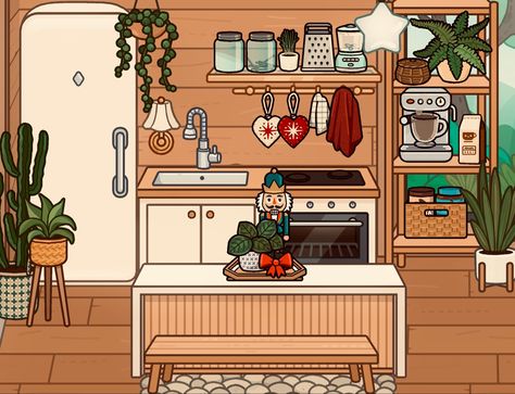 Kitchen idea! I gave it a bit of a christmas theme!✨ i hope u guys like it😊 Toca Boca House Ideas Modern Mansion Christmas Kitchen, Toca Boca Christmas Kitchen, Cozy Toca Boca House, Christmas House Toca Boca, Toca Boca House Ideas Christmas, Christmas Toca Boca House Ideas, Toca Boca Room Ideas Christmas, Toca Boca Ideas Kitchen, Toca Boca Christmas House