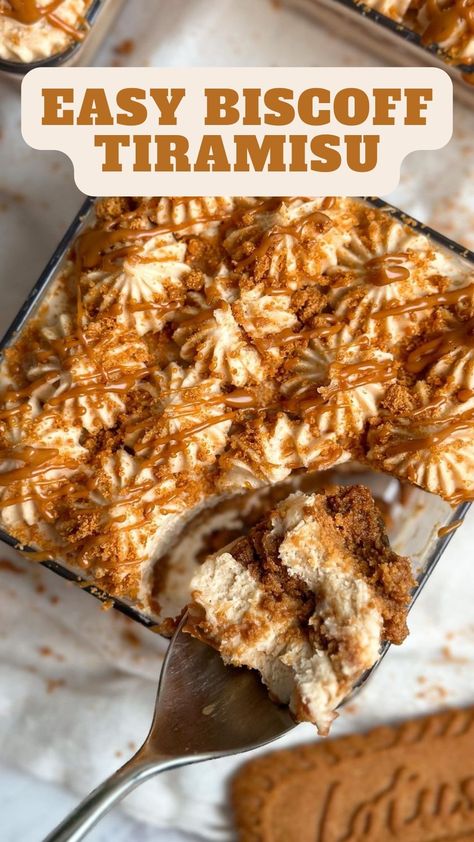 Easy Biscoff Tiramisu – 9am Chef Different Flavor Tiramisu, Easy Biscoff Tiramisu, Biscoff Baking Recipes, Easy Biscoff Desserts, Fall Tiramisu, Biscoff Tiramisu Recipes, Thanksgiving Tiramisu, Terimasu Recipe, Biscoff Trifle