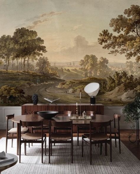 English Countryside Wall Art, Antique Oil Painting Landscape Mural Wallpaper Peel and Stick, Vintage Large Panoramic Wall Print 210 - Etsy Landscape Mural Wallpaper, Dining Room Mural, Countryside Wallpaper, Landscape Mural, Wall Murals Painted, Antique Oil Painting, Wallpaper Peel And Stick, Dining Room Inspiration, Art Antique