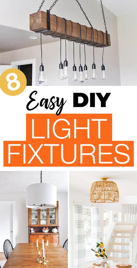 Diy Kitchen Island Lighting, Diy Island Light Fixture, Diy Puck Light Fixture, Diy Beam Light Fixture, 80s Light Fixture, Diy Dining Light Fixture, Add Ceiling Light No Wiring, Easy Diy Light Fixtures, Chandelier Diy Ideas