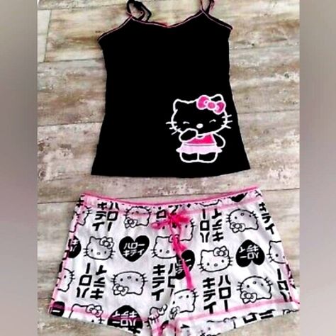 a L shirt.  and a size L in shorts. Sanrio Clothes, Billionaire Homes, Trashy Outfits, Kitty Clothes, Kitty Items, Hello Kitty Clothes, Cute Pjs, Cute Pajama Sets, Hello Kitty Sanrio