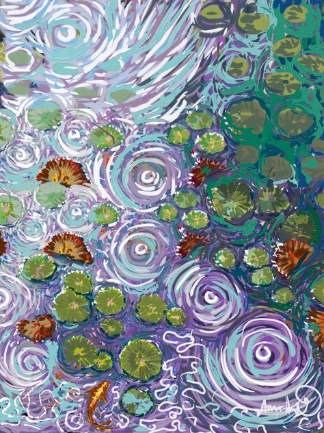 Water Ripple Illustration, Water Ripples Painting, Ripple Painting, Angelo Franco, Posca Water, Pond Art, The Ripple Effect, Pond Painting, Art Alevel