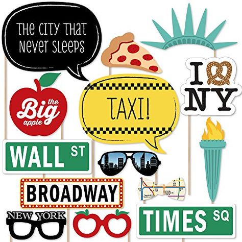 New York Theme Party, New York Party, Diy Photo Booth Props, New York Theme, Anniversaire Diy, Voyage New York, Diy Photo Booth, New York Photos, Booth Props