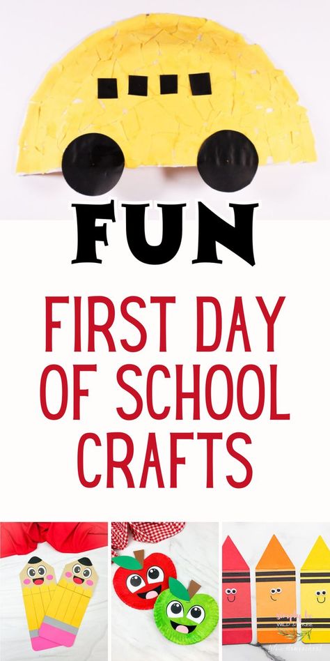 From awesome bus crafts and apple crafts to pencil crafts and crayon crafts! Celebrate back-to-school with these fun first day of school activities and craft ideas! Easy First Day Of School Crafts, Preschool Welcome To School Activities, Back To School Preschool Crafts Free Printables, Back To School Crafts For Toddlers Easy, Crafts For The First Day Of School, Toddler Crafts Back To School, Back To School Process Art Preschool, First Day Crafts For Toddlers, First Day Of School Activities Preschool Craft Idea