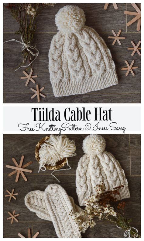 Cabled Hat Knitting Pattern, Worsted Hat Knitting Pattern, Knitted Hats And Mittens, Cable Hat Pattern Free Knit, Cable Knit Hat Patterns, Cable Hat Knit Pattern, Easy Cable Knit Hat Pattern Free, Cable Hat Knitting Pattern, Chunky Cable Knit Hat Pattern Free