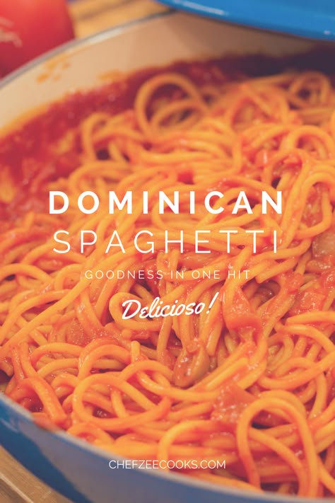 Dominican Spaghetti | Espaguetis Estilo Dominicano   Dominican Spaghetti is a one of kind dish that's creamy and perfectly sweet. Nothing compares to this amazing dish that's ready in under 15 minutes! Make sure to have tostones handy because the two are a match made in heaven. #DominicanFood #HispanicFood #DominicanRecipes Dominican Spaghetti, Dominican Dish, Dominicano Recipes, Hispanic Dishes, Sauce Spaghetti, Carribean Food, Boricua Recipes, Dominican Food, Spaghetti Recipe