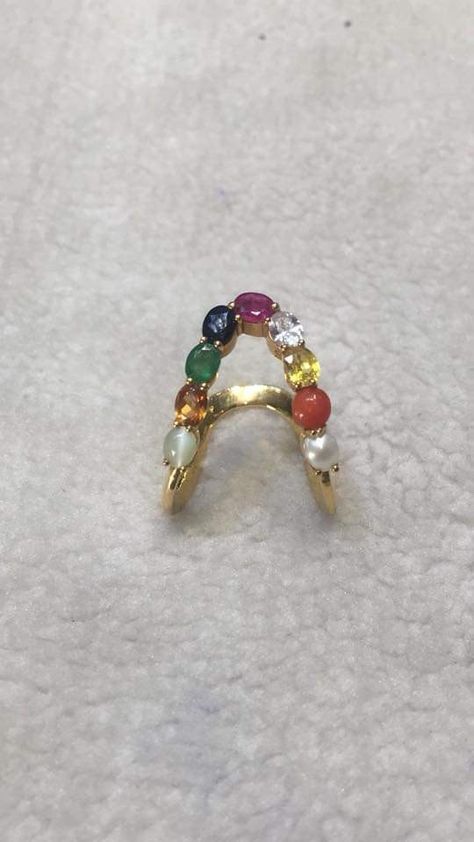 Navaratna Rings For Ladies, Navaratna Jewellery Gold, Navratna Rings For Women, Vangi Ring, Vanki Ring Design, Navratan Ring, Navaratna Ring, Navratna Ring, Navratna Jewellery