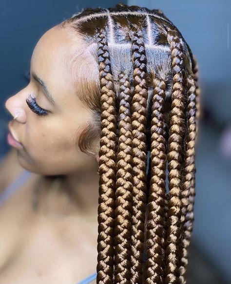 60 Box Braids Hairstyles for Black Women to Try in 2023 Big Braid Styles, Large Braids, Chunky Box Braids, Large Box Braids, Chunky Braids, Crochet Styles, Big Box Braids, Blonde Box Braids, Big Braids