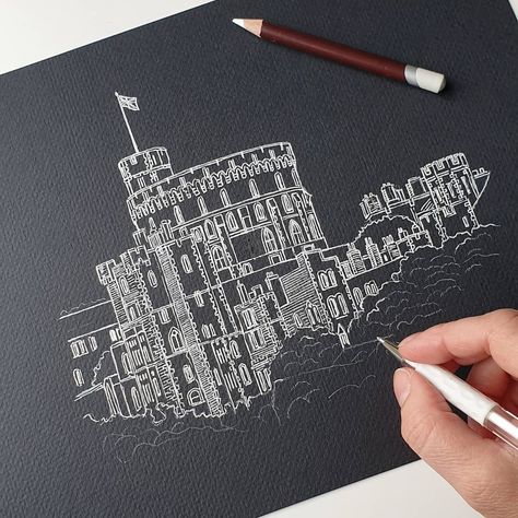 𝗔𝗿𝘁 & 𝗜𝗹𝗹𝘂𝘀𝘁𝗿𝗮𝘁𝗶𝗼𝗻 𝗯𝘆 𝗗𝗲𝗺𝗶 on Instagram: “This little picture took 1.5 hours to draw. I'm enjoying working on these simple line drawings using white gel pen, it's gratifying to get…” White Gel Pen Art, Gel Pen Art, Incredible Artwork, Simple Line Drawings, Line Drawings, White Gel Pen, Pen Art, Art References, 5 Hours