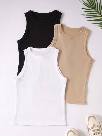 Ruched Halter Top, Shein Clothes, Ribbed Knit Tank Top, Exotic Fashion, Workout Tank Top, Women Tank Tops, Knit Tank Top, Top Tank, Casual Tank Tops