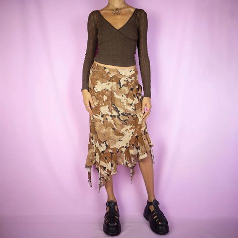 Embrace the unexpected with our new asymmetrical skirts 🧚🏼‍♀️✨ #newarrivals Thrift Flip Ideas, Brown Midi Skirt, Skirt Asymmetrical, Thrift Flip, Rainbow Aesthetic, Asymmetrical Skirt, Fairy Grunge, Summer Skirts, Print Skirt