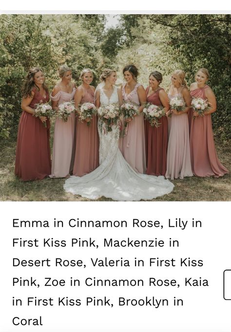 Bridesmaid Dress Color Schemes, Bridesmaid Color Scheme, Dusty Pink Bridesmaid Dresses, Peach Bridesmaid, Peach Bridesmaid Dresses, Wedding Color Pallet, Fall Bridesmaids, Dusty Rose Bridesmaid Dresses, Fall Bridesmaid Dresses