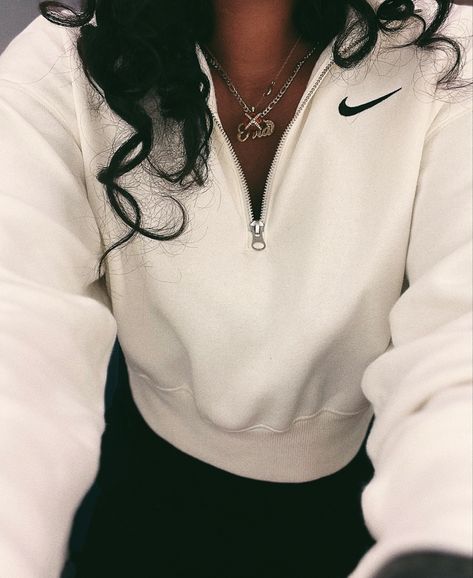 nike crop quarter zip sweater Quarter Zip Nike Pullover, Cropped Nike Sweatshirt, Quarter Zip Sweatshirt Outfit Aesthetic, Half Zip Pullover Outfit Aesthetic, Nike Half Zip Outfit, Nike Sweater Aesthetic, Nike Quarter Zip Outfit, Oversized Half Zip Pullover Outfit, Cropped Quarter Zip Outfit