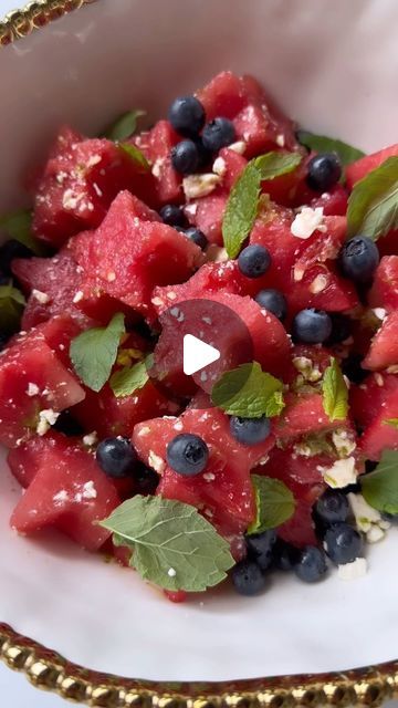 Heather Berryhill on Instagram: "RED, WHITE & BLUEBERRY WATERMELON SALAD 🍉 🤍 🫐 Celebrate summer
with my Red, White & Blueberry Watermelon Salad. Featuring star-shaped watermelon,
blueberries, feta, and a zesty lime-honey dressing, it’s the perfect dish for your 4th of
July celebration or summer picnic. Enjoy this refreshing and festive treat!
.
INGREDIENTS
1 medium watermelon
1 cup fresh blueberries
1/4 cup crumbled feta cheese
Zest of 1 lime
2 tablespoons lime juice
2 tablespoons honey
1/2 teaspoon kosher salt
1/4 teaspoon chili powder
1/4 cup mint leaves
.
DIRECTIONS
Cut the watermelon into 1/2-inch thick slices.
Using a star-shaped cookie cutter, cut out watermelon star shapes and transfer to a
platter.
.
Scatter fresh blueberries and crumbled feta cheese over the watermelon stars.
. Watermelon And Blueberries, Watermelon With Feta Cheese, Watermelon Salad With Cucumber And Feta, Watermelon Blueberry Mint Salad, Blueberry Watermelon Feta Mint Salad, Honey Dressing, Star Shaped Cookies, Honey Lime, Watermelon Salad