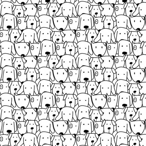 Hand drawn cute dogs pattern background. Premium Vector Pattern Doodle, Doodle Art Letters, Doodle Art Flowers, Easy Doodle, Doodle Art Journals, Art Pics, Black And White Dog, Dog Vector, Doodle Dog