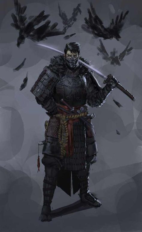 Fantasy Samurai, Samurai Concept, Guerriero Samurai, Ronin Samurai, Arte Ninja, Illustration Fantasy, Samurai Artwork, Ninja Art, رعب نفسي