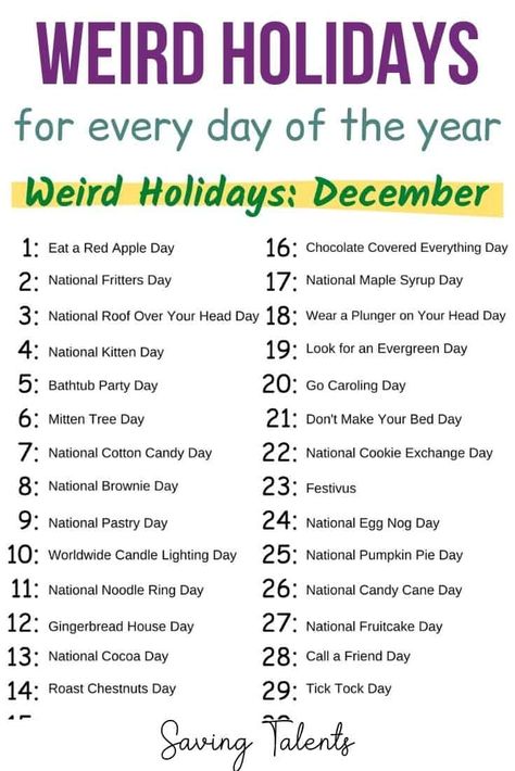 Celebrate these weird and strange holidays you've never heard of - there's one for every day of the year! Comes with a free printable. National Brownie Day, National Celebration Days, Monthly Holidays, National Holiday Calendar, Fun Calendar, Funny Holidays, Silly Holidays, Holidays Calendar, World Emoji