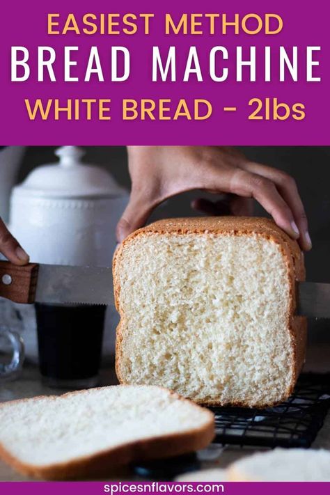 Looking for the best white bread recipe for your bread machine? This simple 2 lb loaf recipe yields soft, fluffy bread perfect for sandwiches. Ideal for beginners, this basic bread machine recipe is easy to follow and results in delicious homemade bread every time. Enjoy the ultimate in homemade comfort with this soft and fluffy white bread! Easy Sandwich Bread Bread Machine, White Westinghouse Bread Machine Recipes, Best White Bread Machine Recipe, All Purpose Flour Bread Machine Recipes, Light Fluffy Bread Machine Recipe, 2 Pound Bread Machine Recipe, Bread Machine White Bread Recipe, 2 Lb Bread Machine Recipes, Sandwich Bread Recipe Machine