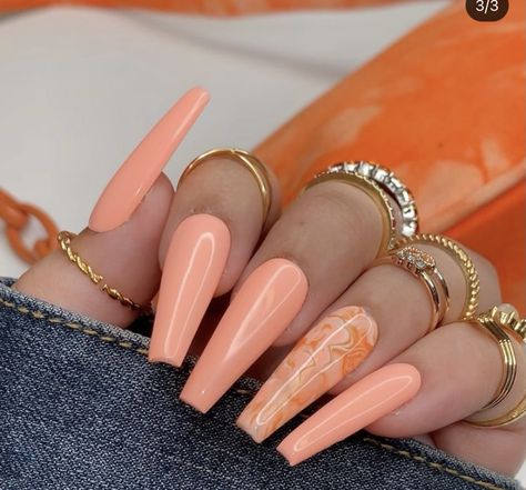 Gold Acrylic Nails, Aesthetic Nail, Peach Nails, Nails Matte, Spring Acrylic Nails, Long Nail Designs, Stylish Nails Designs, Ombre Nail Designs, Fall Acrylic Nails