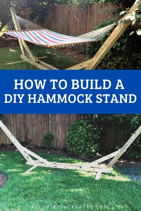 Learn to build a DIY hammock stand with this easy tutorial. For around $40-$50 you can relax in a hammock even if you don't have any trees in your yard. Hamicks Outdoor Diy, Rental Backyard, Hammock Pergola, Stand Alone Hammock, Diy Hammock Stand, Hammock Stand Diy, Easy Backyard Diy, Hammock Chair Stand, Diy Hammock