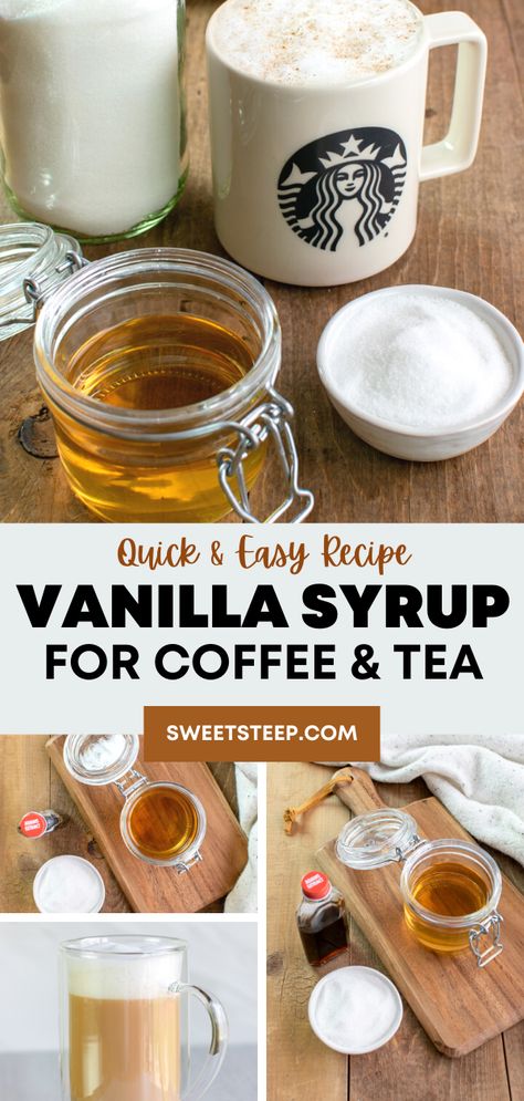 Keto Vanilla Syrup For Coffee, Diy Vanilla Coffee Syrup, Homemade Vanilla Coffee Syrup, How To Make Your Own Coffee Syrups, Diy Simple Syrup For Coffee, Homemade Simple Syrup For Coffee, Diy Syrup For Coffee, Make Your Own Coffee Syrup, Vanilla Syrup For Coffee Recipes