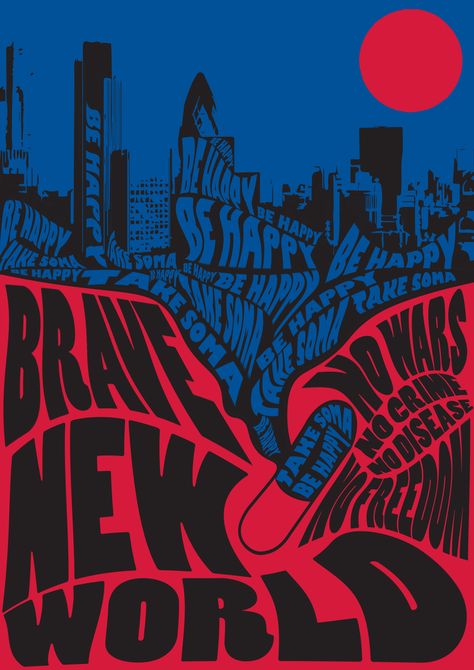 Brave New World Poster, Brave New World Aesthetic, Brave New World Art, Brave New World Book, Best Book Covers, Aldous Huxley, Brave New World, Banned Books, Book Posters