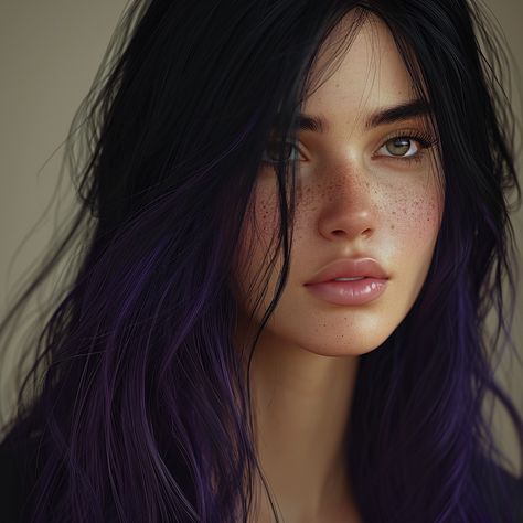 Most Popular art showcase mentored by ThetaCursed, License: CC BY-NC 4.0 Female Character Art Black Hair, Woman With Purple Hair, Dark Violet Hair, Kendall Jenner Face, Dark Purple Hair, Art Showcase, Violet Hair, Female Character Inspiration, Brown Eyed Girls