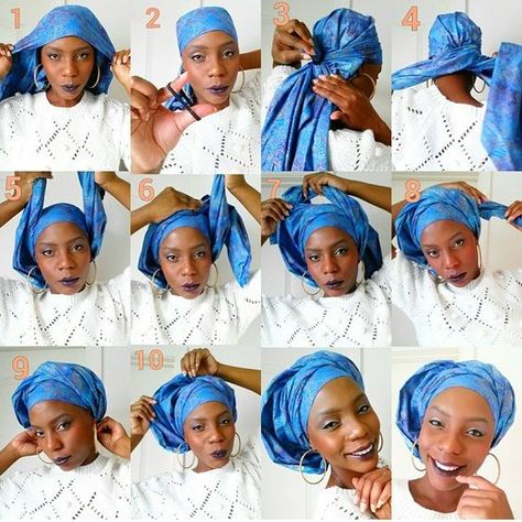 The AfroFusion Spot: Style Guide: How to Tie Chic Head Wrap Styles Tie A Turban, Head Wrap Tutorial, Headwrap Tutorial, Wrap Tutorial, Head Wrap Styles, Hair Wrap Scarf, Hair Scarf Styles, Afrikaanse Mode, Scarf Head