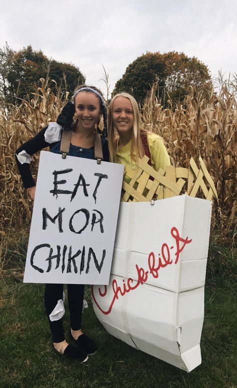 Chick Fil A Costume Ideas, Chik Fil A Trunk Or Treat, Chick Fil A Halloween Costume, Chick Fil A Trunk Or Treat Ideas, Chick Fil A Costume, Diy Cow Costume, Halloween Softball, Cow Halloween Costume, Pooh Halloween